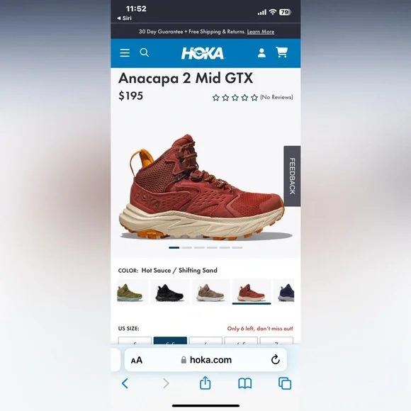 BNIB HOKA ONE ONE ANACAPA MID GTX $195 US 5.5M Price Firm no discounts - Picture 12 of 16